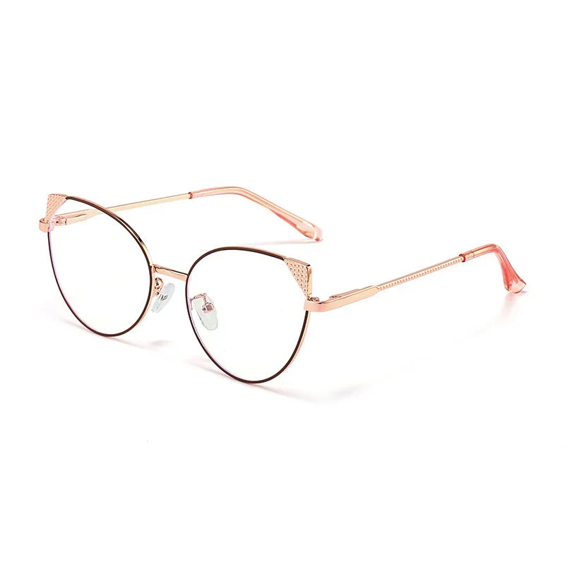 Stylish Aror Women's Oval Cat Eye Glasses - Full Rim Metal Frame Eyewear (Model 13315) for Work, Reading & Fashion Accessories