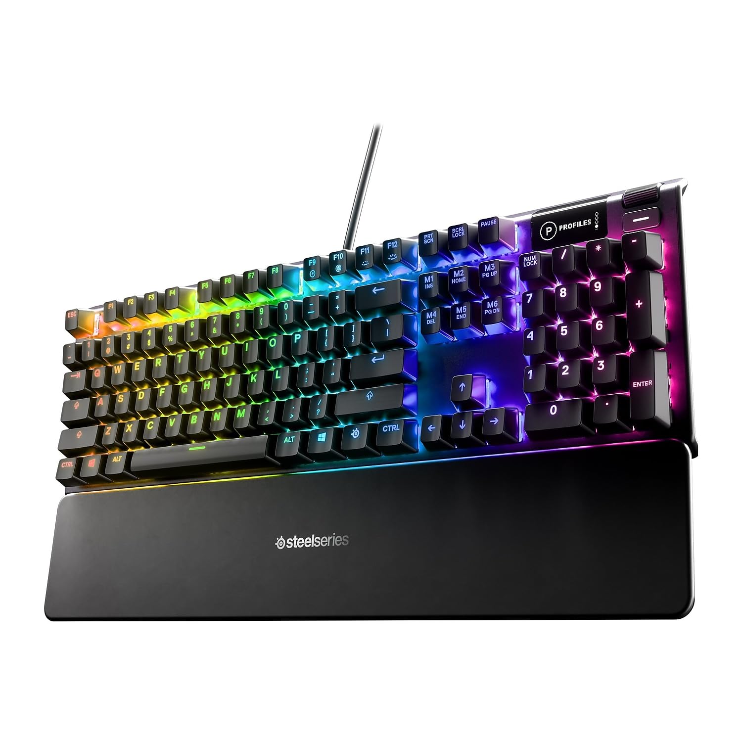 SteelSeries Apex 5 Hybrid Mechanical Gaming Keyboard - RGB Backlit, Aircraft-Grade Aluminum Frame, OLED Display (Blue Switch) - Perfect for PC Gaming, Esports & Office Work
