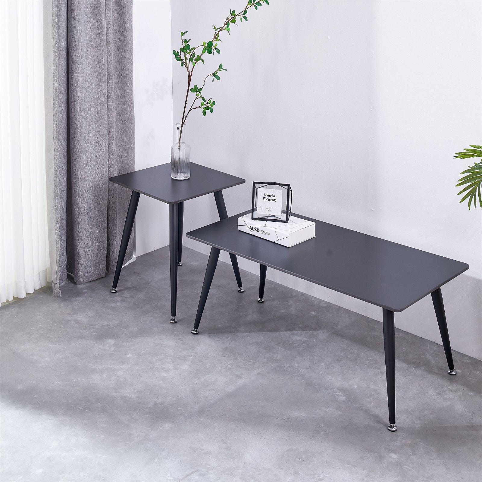 Criterionâ¢ Black Sintered Stone End Table with Sturdy Metal Legs - Modern Side Table for Living Room, Bedroom & Office Decor
