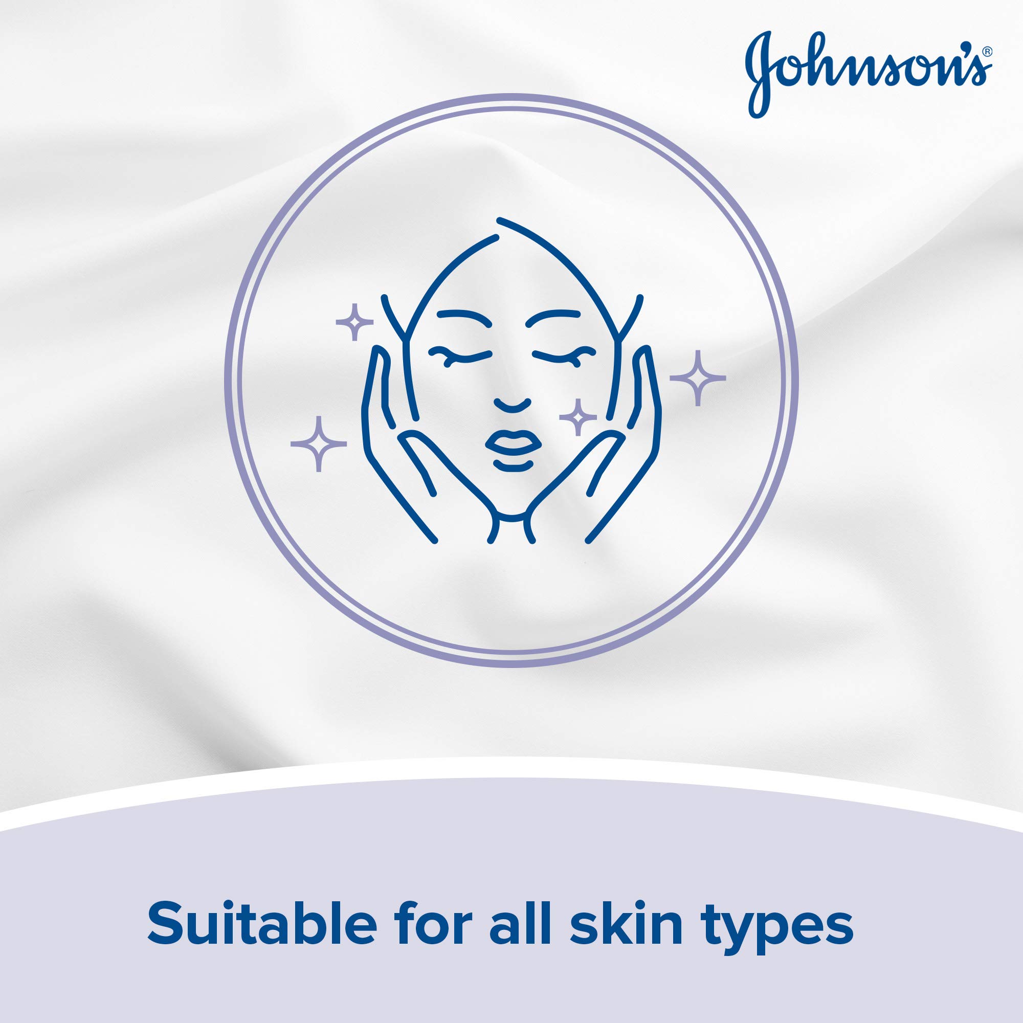 Johnson's Make Up Be Gone Pampering Wipes - Moonflower Scented Facial Cleansing Wipes (25 Count, Pack of 5) | Gentle Makeup Remover for Sensitive Skin | Perfect for Travel, Gym & Quick Refresh
