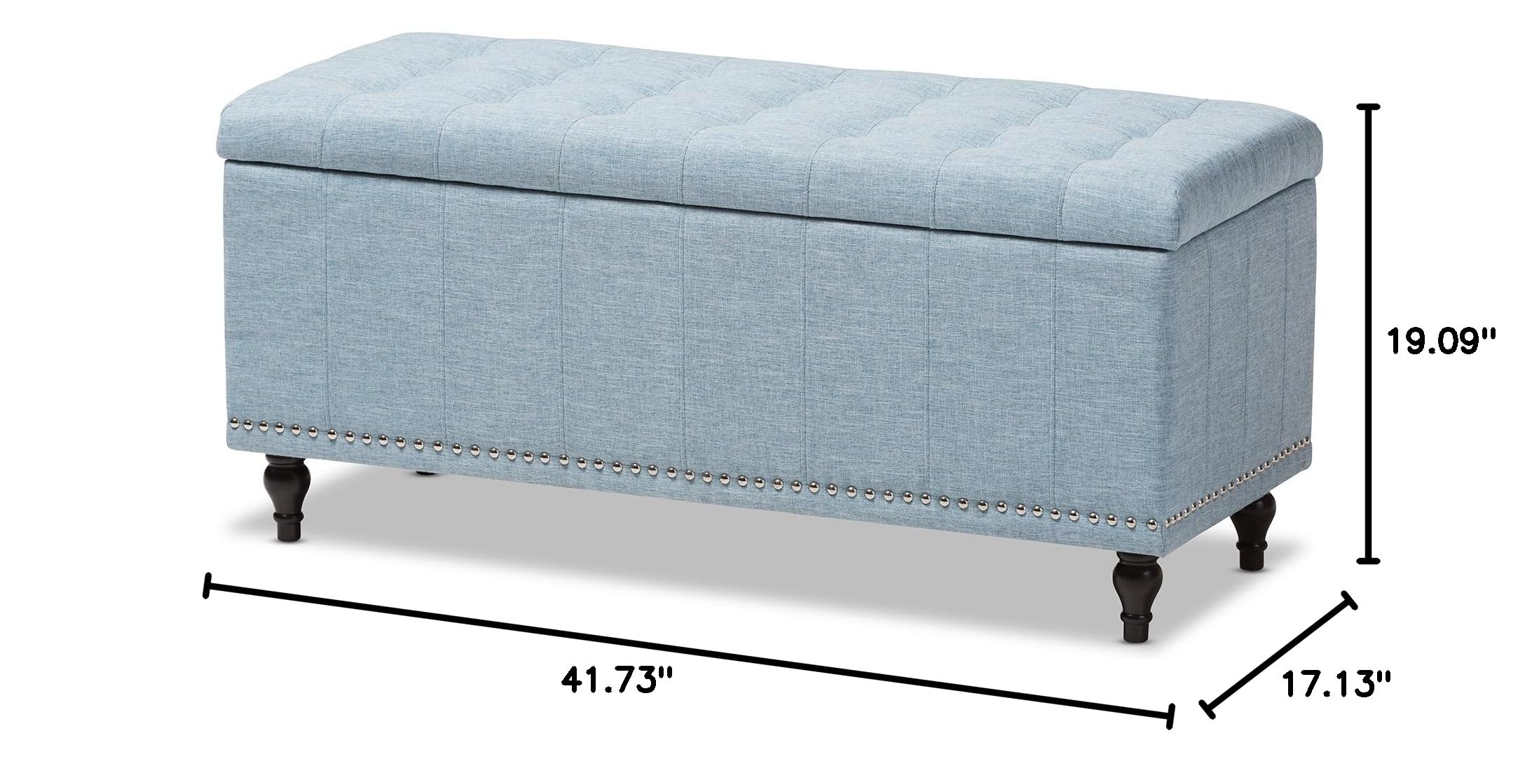 Baxton Studio Sherell Modern Classic Fabric Upholstered Button-Tufted Storage Ottoman Bench in Light Blue - Perfect for Living Room, Bedroom & Entryway Storage