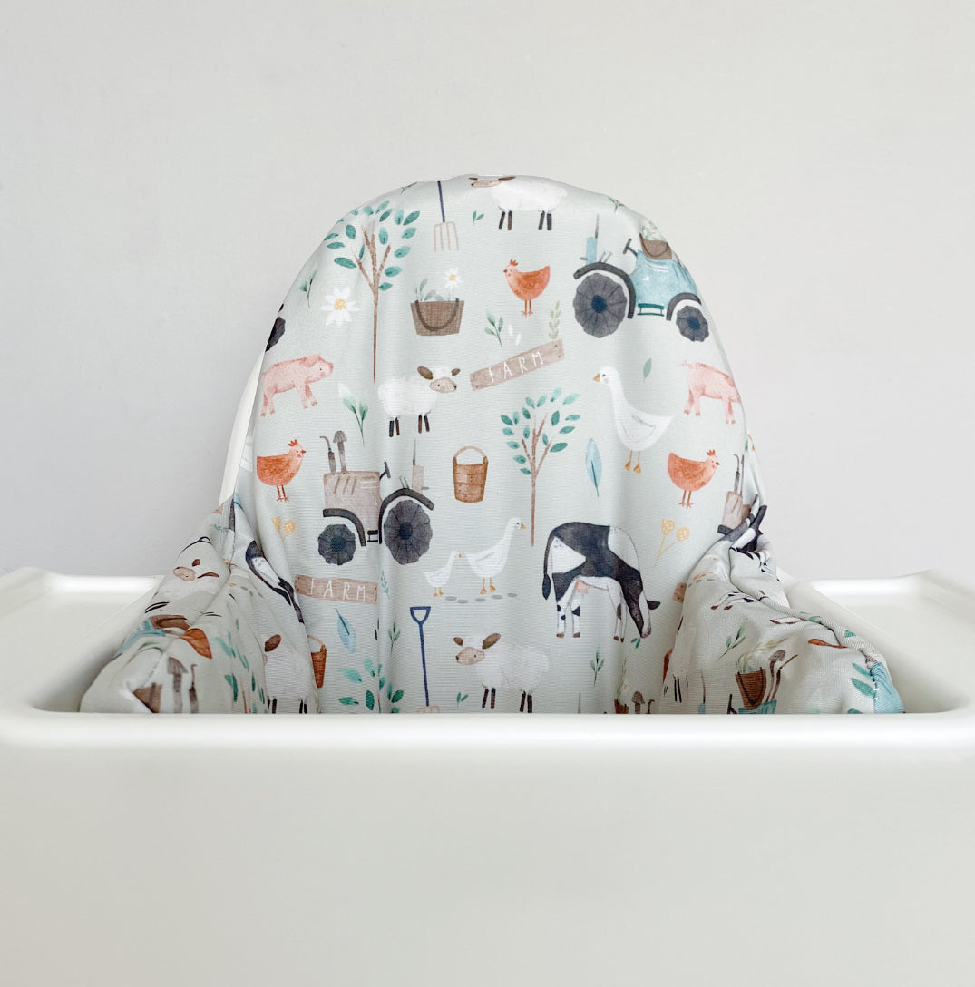 Farm Animals Print IKEA Highchair Cushion Cover - Soft & Washable Replacement Cover for IKEA Antilop High Chair - Perfect for Baby Feeding Time & Nursery Decor