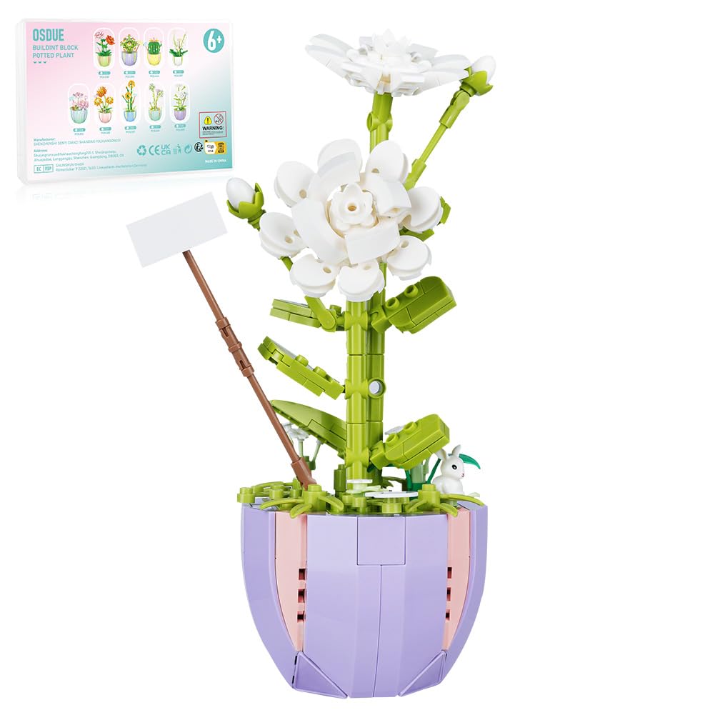 OSDUE Artificial Bonsai Flower Building Blocks Kit - DIY Botanical Collection Bonsai Blocks for Home Decoration, Creative Gift Idea for Adults & Teens | Perfect for Office Desk Decor, Birthday Presents & Relaxing Building Projects