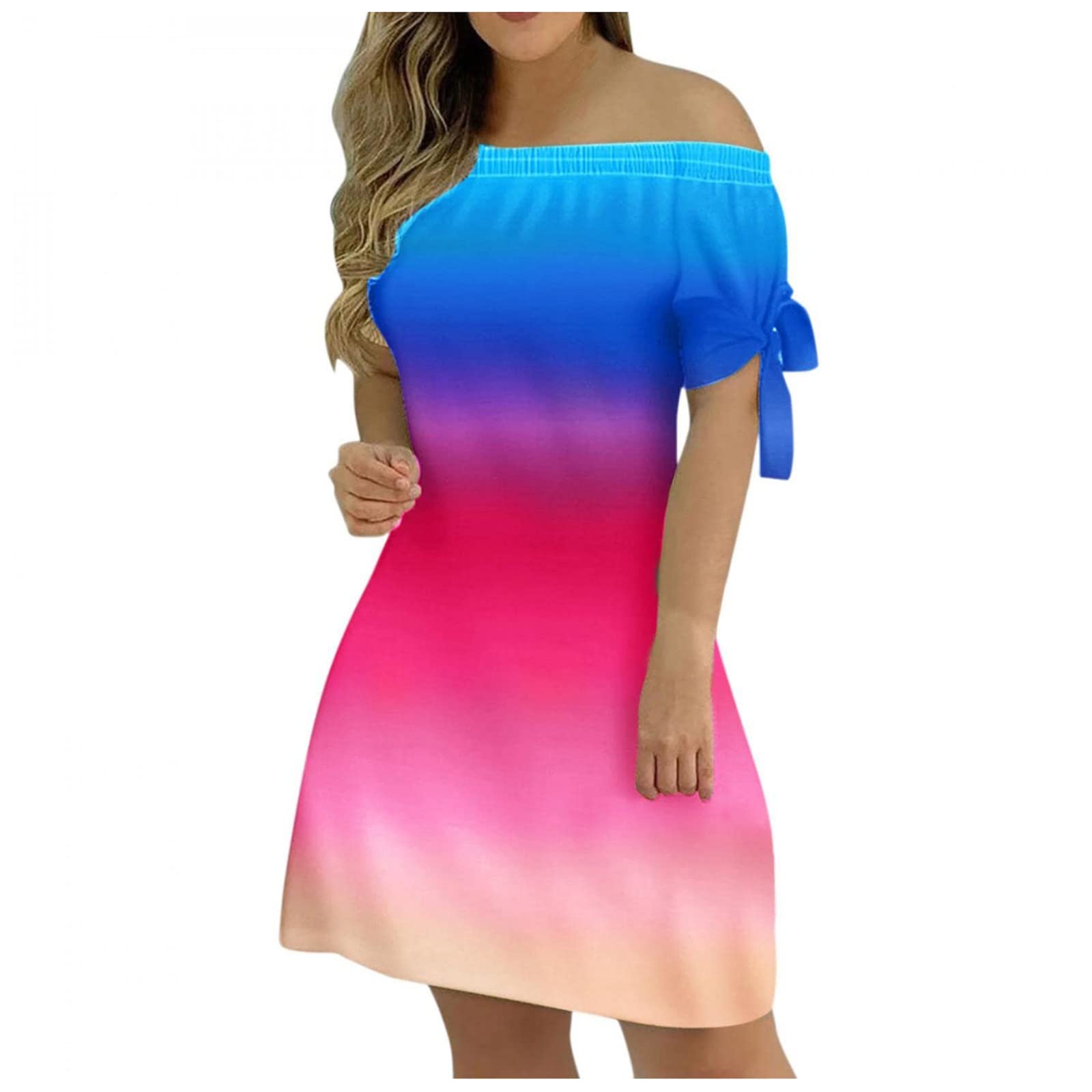 MIANHT Women's Casual Floral Print Short Sleeve Pullover Dress - Perfect for Wedding Guest Outfits, Summer Parties & Everyday Wear