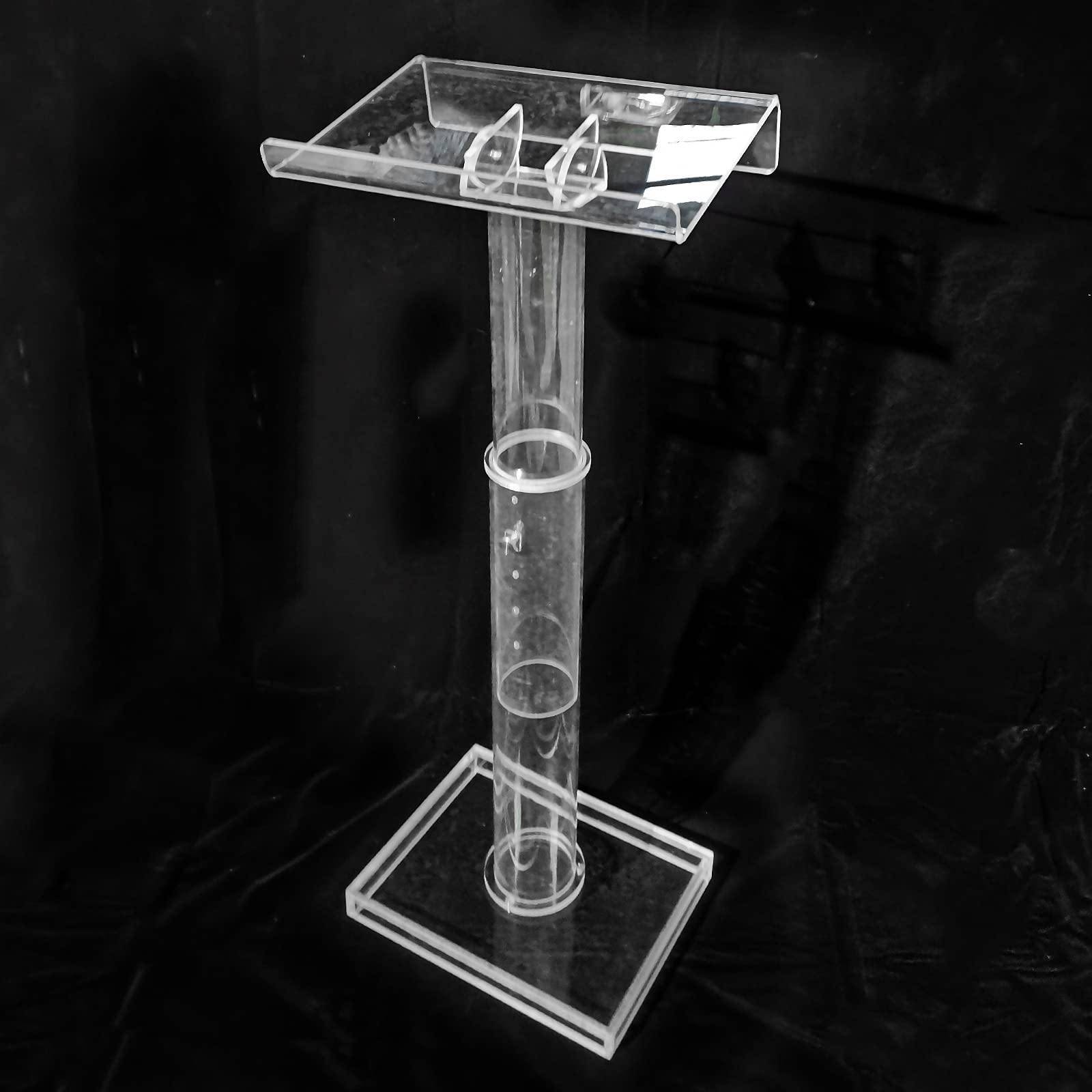 LiFuJunDong Portable Acrylic Transparent Adjustable Lectern - Lightweight School Podium, Conference Pulpit & Office Standing Desk (Model 2) for Classrooms, Meetings & Home Office Presentations