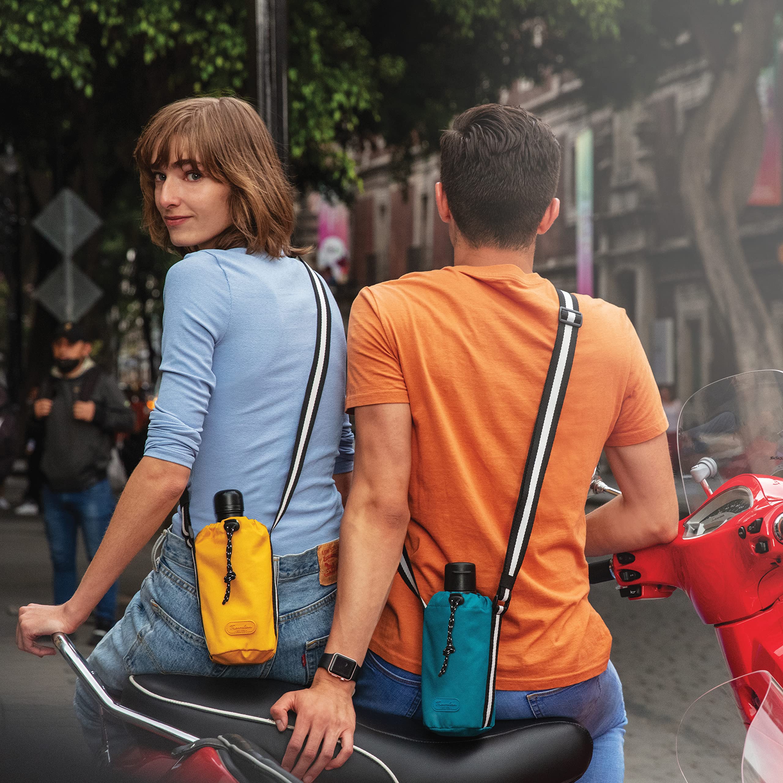 Travelon Coastal Water Bottle Bag - Insulated Bottle Holder for Hiking, Beach & Outdoor Activities | Leakproof & Lightweight Design for Sports & Travel