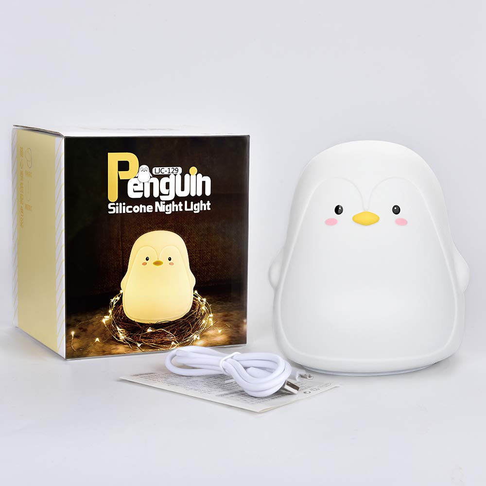 TriPro Penguin Kids Silicone Night Light - Cute Nursery Room Decor, Desk Lamp & Bedside Light - Perfect Gift for Mothers, Girls, Women, Kids & Teens - Ideal for Bedrooms, Nurseries & Study Areas