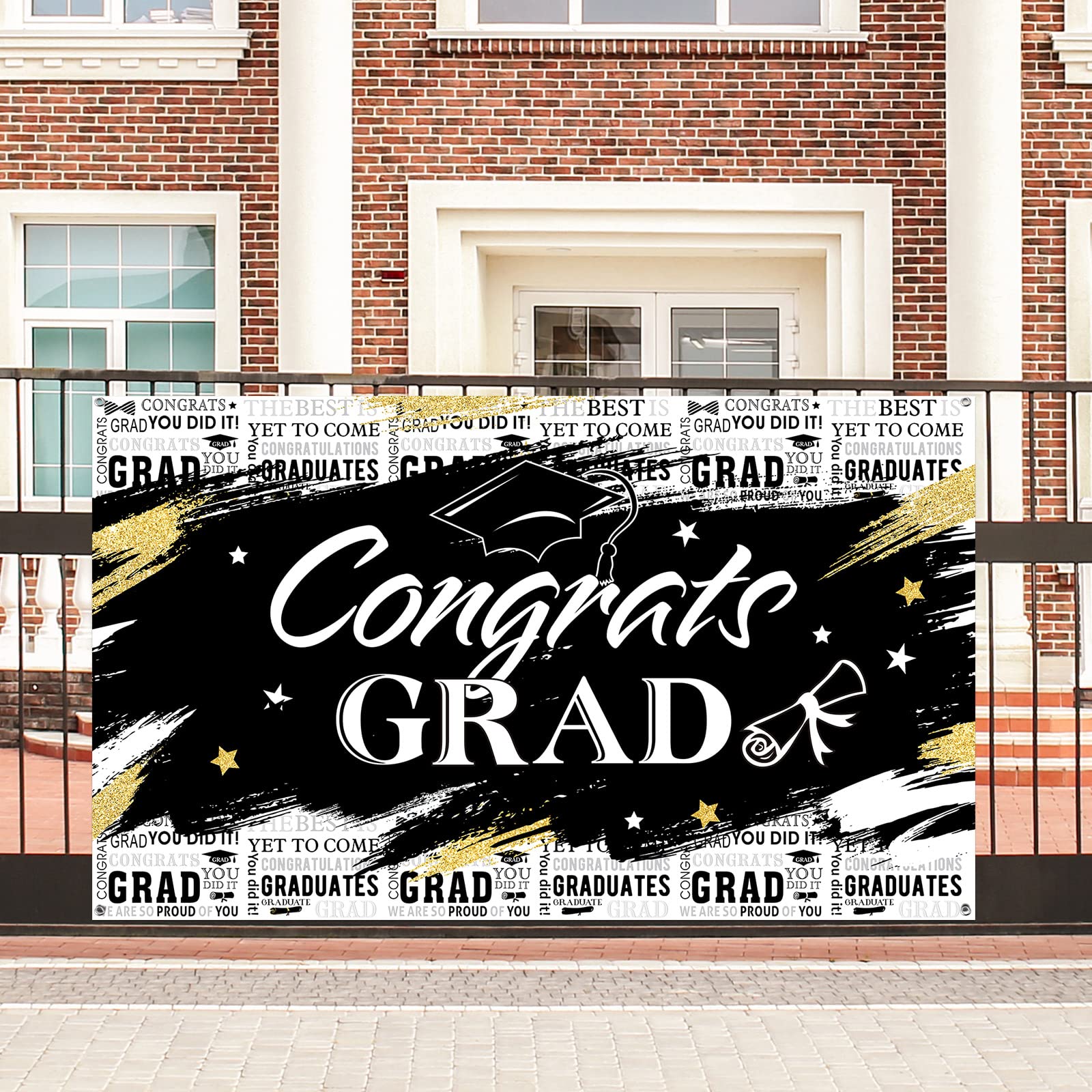 Graduation Party Backdrop - 72.8x43.3 Inch Black Congraduation Banner for Graduation Decorations, Photography Background & Party Supplies - Perfect for Graduation Ceremonies, Photo Booths & School Celebrations