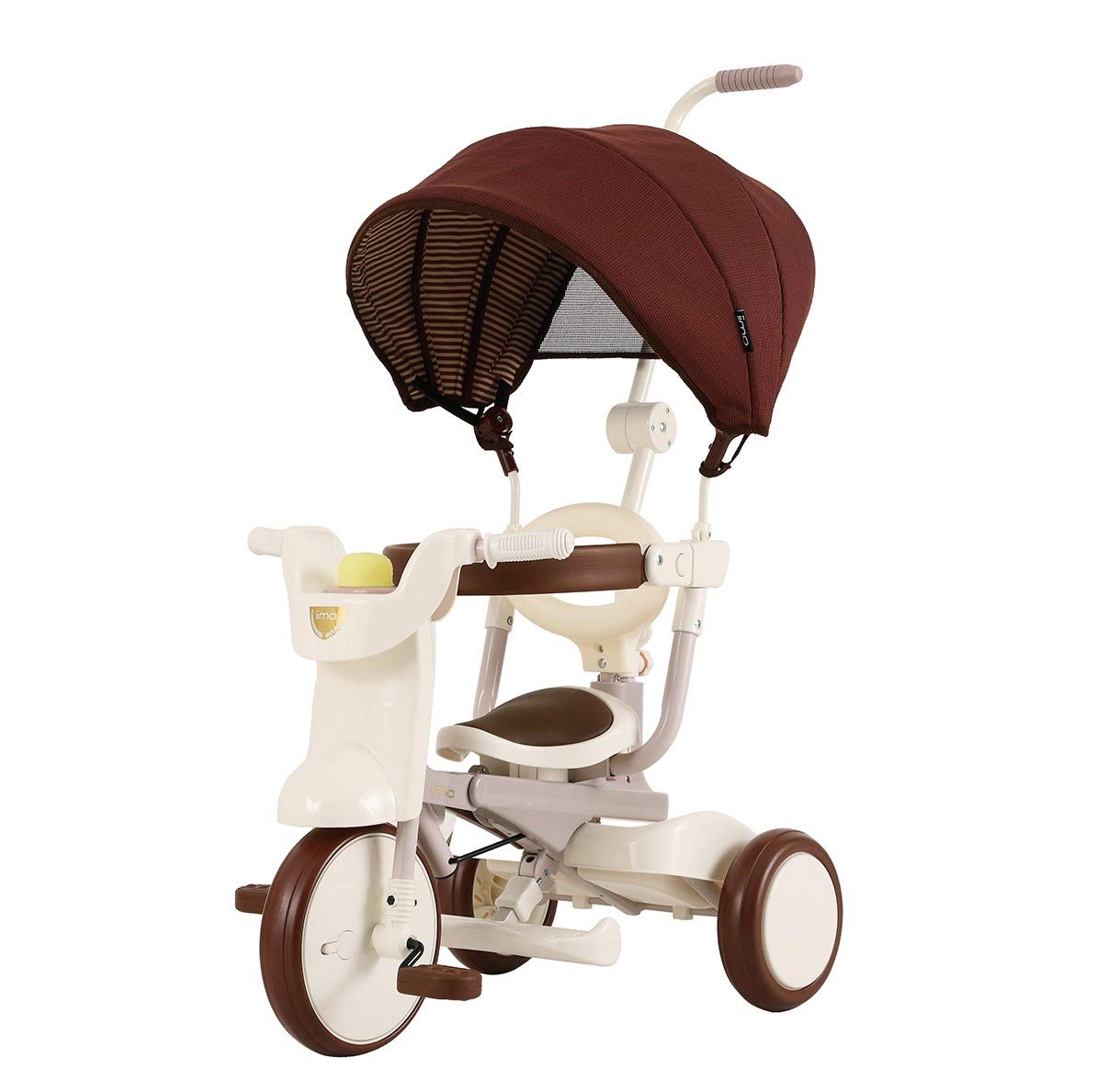 Premium iimo 02SS Foldable Toddler Tricycle - Lightweight Push & Fold Trike Stroller for Kids Ages 10 Months to 3 Years, Gentle White | Perfect for Park Rides, Neighborhood Walks & Outdoor Family Adventures