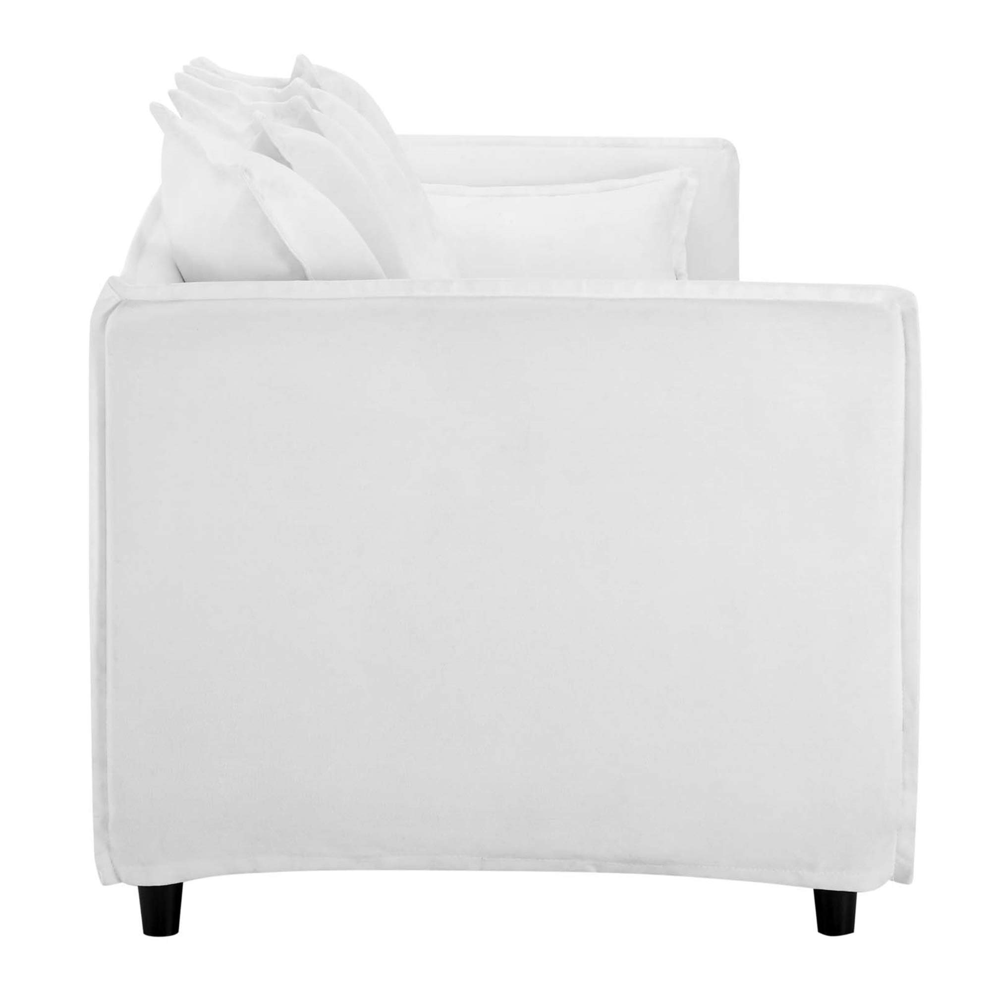 **Ergode Avalon Slipcover Sofa – Coastal Modern Style Couch with 7 Throw Pillows, White Fabric Upholstery & Sturdy Wood Frame – Easy Assembly, 900 lbs Weight Capacity – Perfect for Living Room, Beach House & Cozy Home Decor**