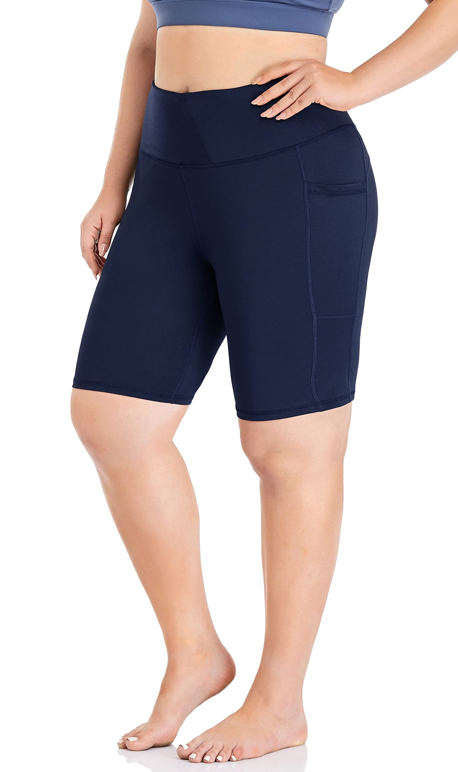 ZERDOCEAN Women's Plus Size High Waist Biker Shorts 8