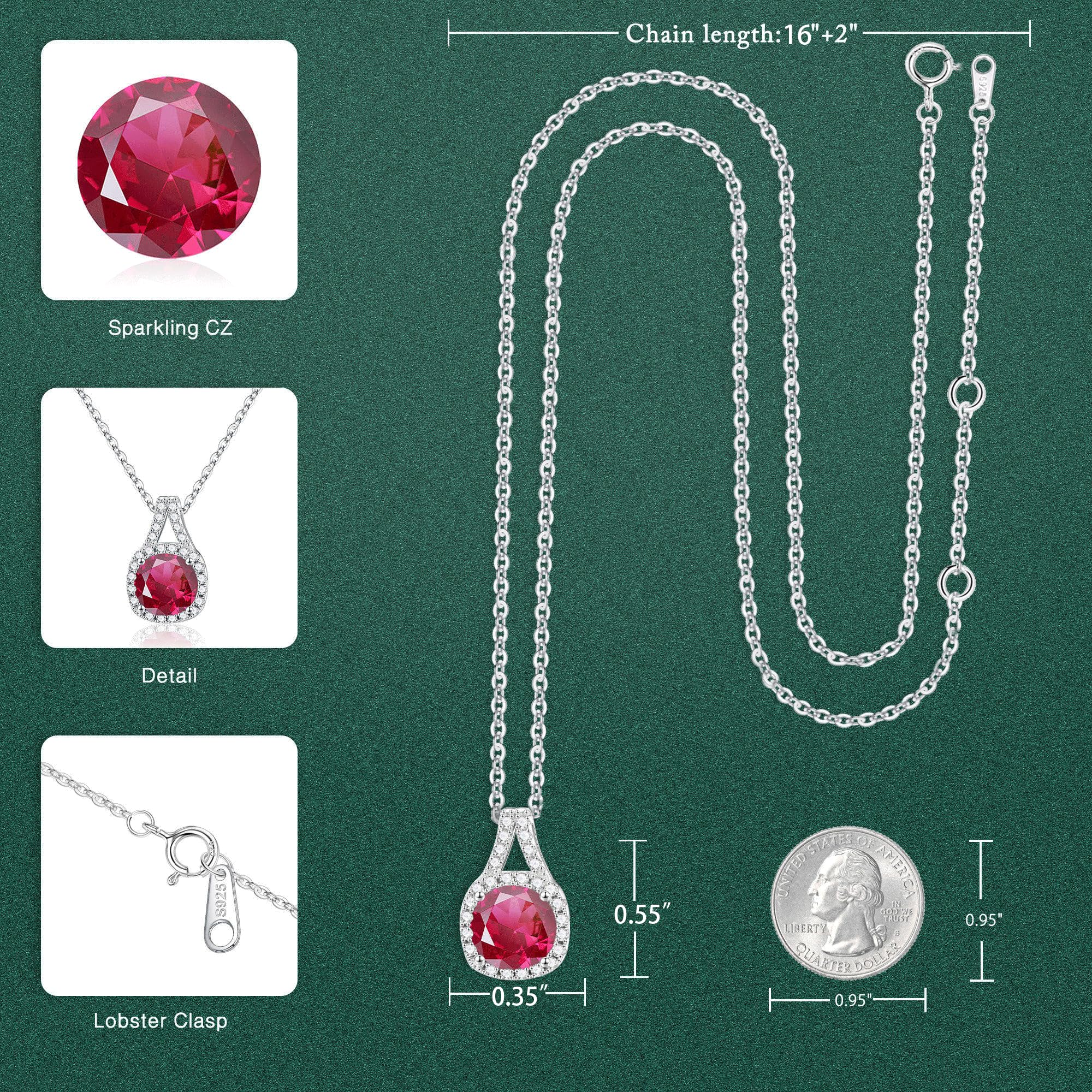 Sterling Silver Necklace for Women - Sparkling Birthstone Pendant Jewelry, Elegant Gift for Anniversary, Birthday, Mother's Day | Perfect for Everyday Wear, Date Nights & Special Occasions