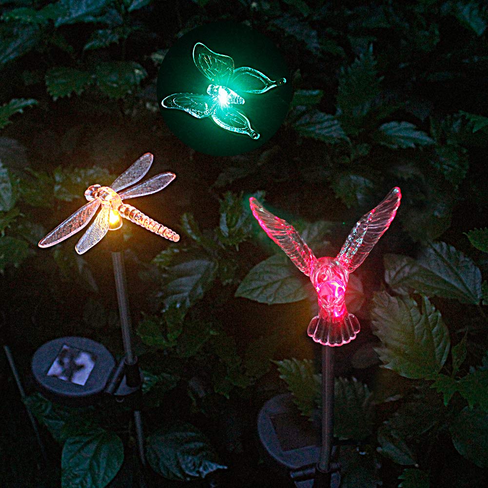 Anordsem Solar Powered Outdoor Garden Stake Lights - Waterproof LED Dragonfly Hummingbird Butterfly Solar Lights for Yard, Patio, Pathway Decor | Perfect for Landscape Lighting, Backyard Ambience, and Evening Garden Illumination
