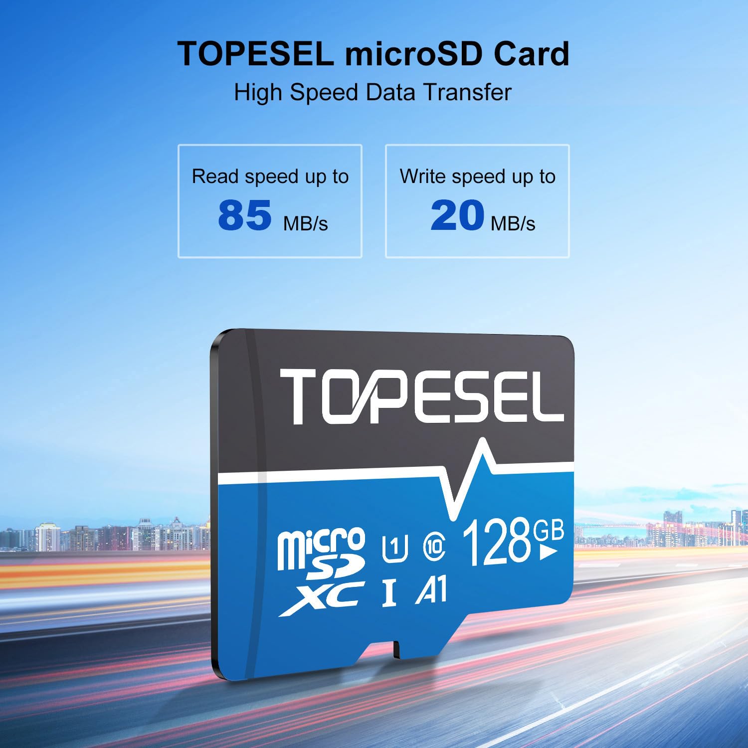 TOPESEL 128GB Micro SD Card - Class 10 UHS-1 U1 V10 High Speed Memory Card for Smartphones, Cameras, Drones & Gaming - Waterproof, Shockproof, Temperature Resistant TF Storage Card