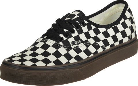 Vans Authentic Checkerboard Black/Gum Sneakers for Men - Size 7 | Classic Skate Shoes for Casual Wear, Street Style & Everyday Comfort