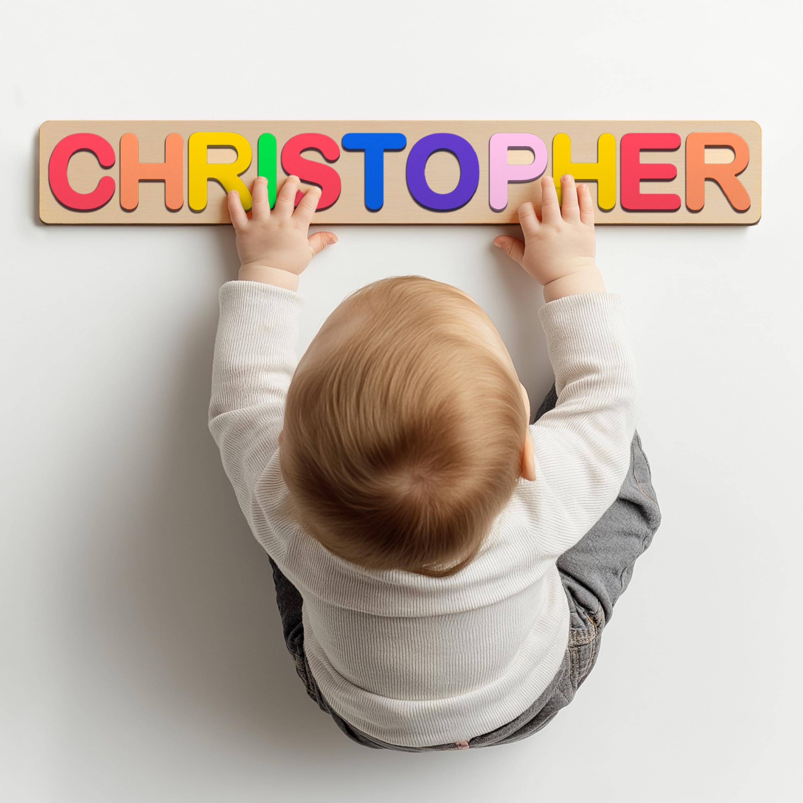 Personalized Wooden Name Puzzle for Toddlers - Custom Up to 12 Letters, Early Learning Educational Toy for Baby Boys & Girls | Easter Gift, Birthday Present, Montessori Classroom Activity