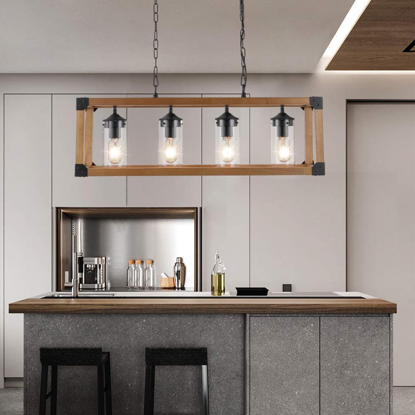 Maxax Contemporary 4-Light Kitchen Island Pendant Lighting - Modern Hanging Lights for Dining Room & Kitchen Island - Perfect for Farmhouse, Restaurant & Home Decor