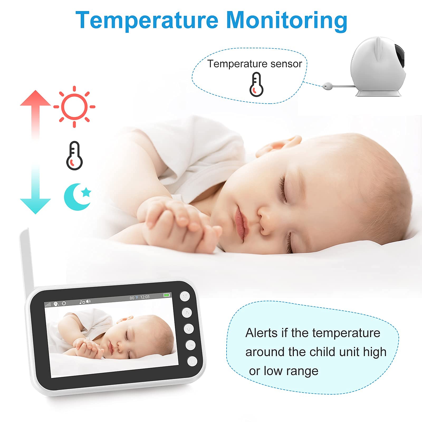 Best Video Baby Monitor with HD Camera & Two-Way Audio - Flexible Mount Shelf & Adjustable Stand for Nursery, Bedroom, and Travel Use