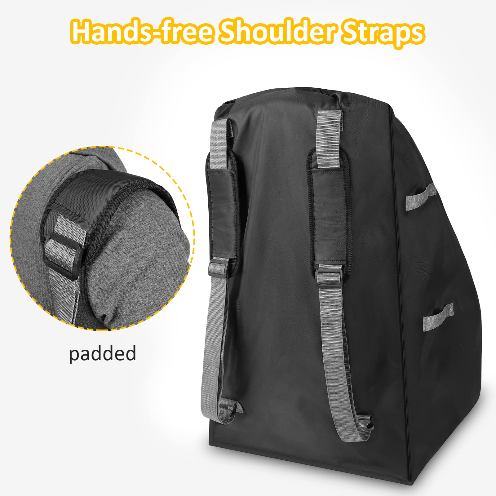 YOREPEK Universal Car Seat Travel Bag Backpack - Fits Convertible, Booster & Infant Car Seats - Airplane Gate Check Bag for Baby Travel - Durable Car Seat Cover for Air Travel & Road Trips (Perfect for Family Vacations & Airport Transfers)