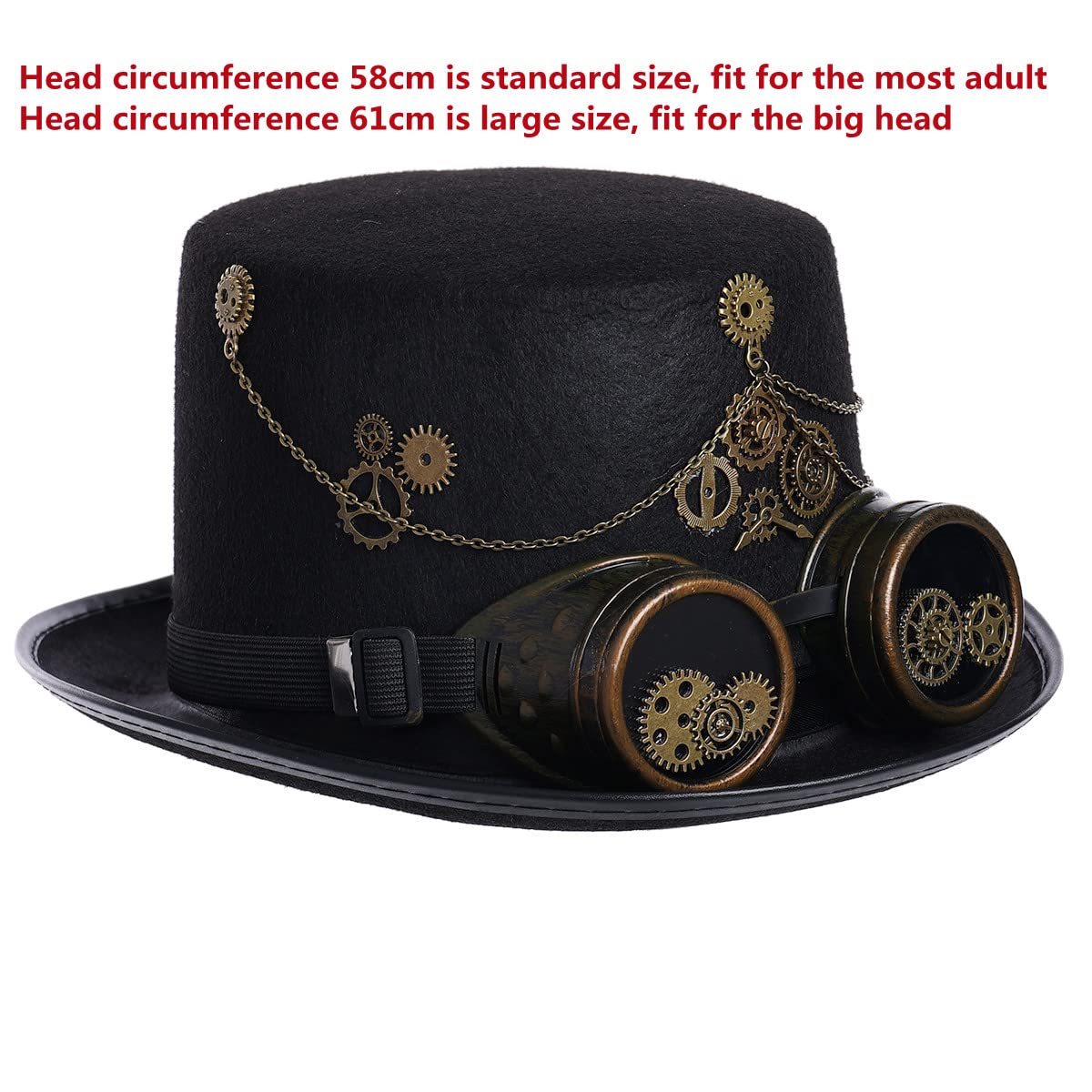 Steampunk Top Hat with Goggles for Women & Men - Victorian Gothic Halloween Costume Accessory - Perfect for Cosplay, Halloween Parties, and Themed Events