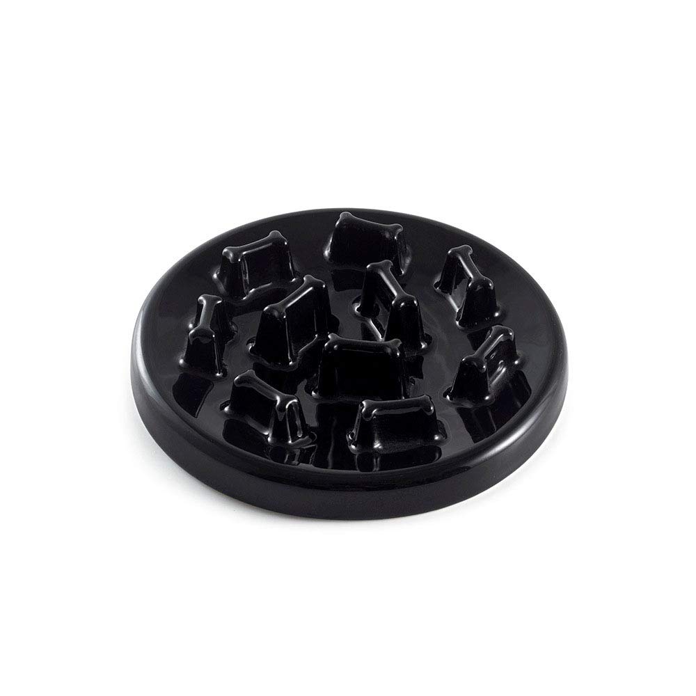 Non-Slip Ceramic Slow Feeder Dog Bowl - Anti-Choking Design for Small & Large Dogs - Perfect for Fast Eaters & Digestion - Ideal for Home, Travel & Vet Visits (Black)