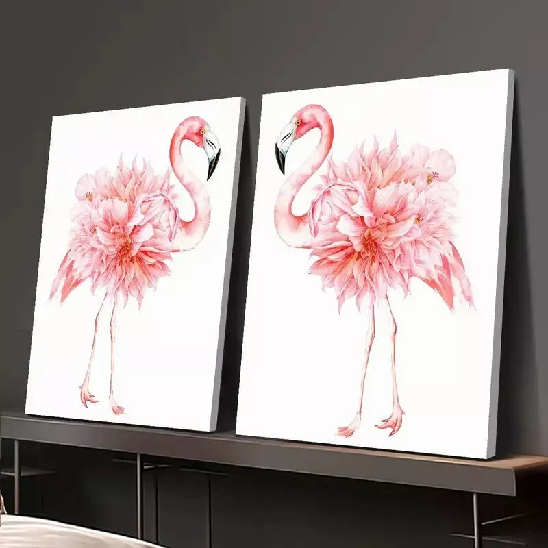 2pcs Minimalist Flamingo Watercolor Art Canvas Framed Wall Decor 50x75cm - High Quality Print, 100% Australian Made, Ready to Hang - Perfect for Living Room, Bedroom & Office Decor