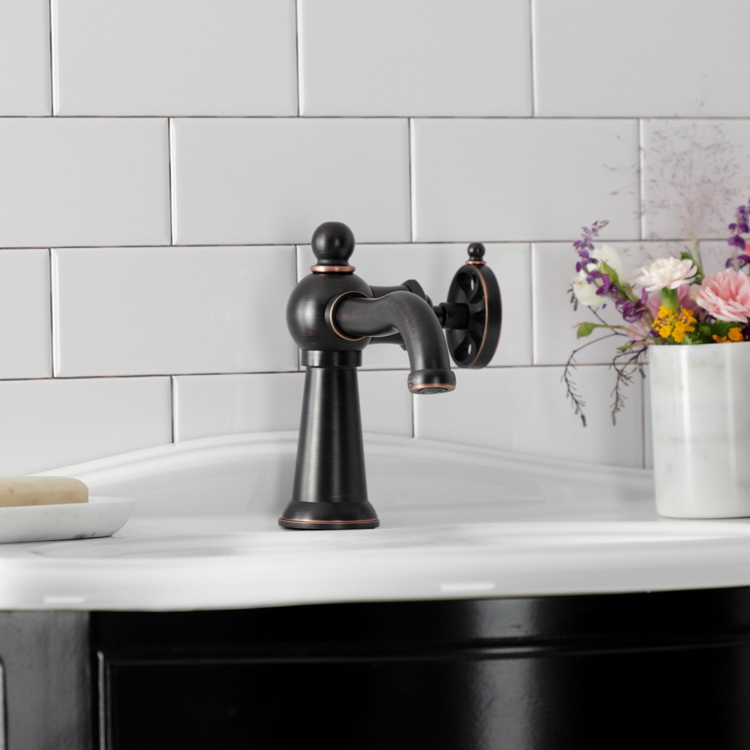 Belknap KS354RXNB Single Handle 1-Hole Bathroom Sink Faucet with Push Pop-Up Drain in Naples Bronze - Perfect for Modern Bathroom Vanities and Powder Rooms