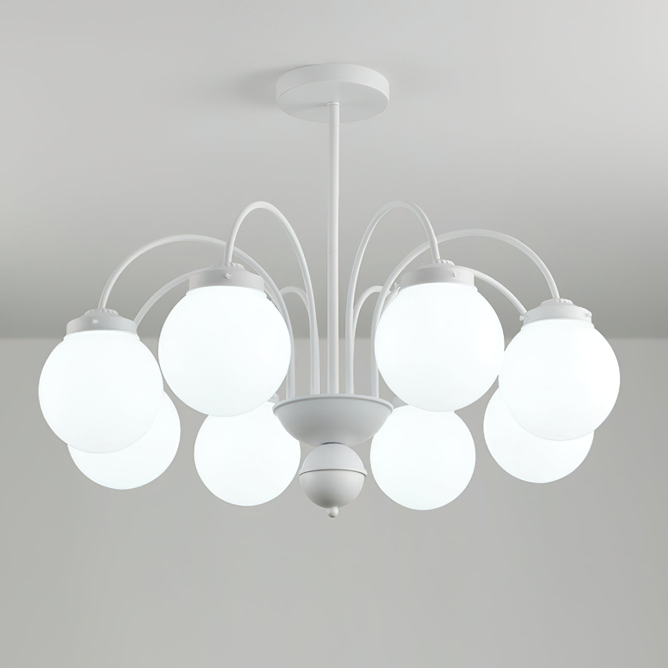 Elegant Cream Glass Ball Chandelier - Modern Crystal Ceiling Light Fixture for Dining Room, Bedroom & Living Room Decor