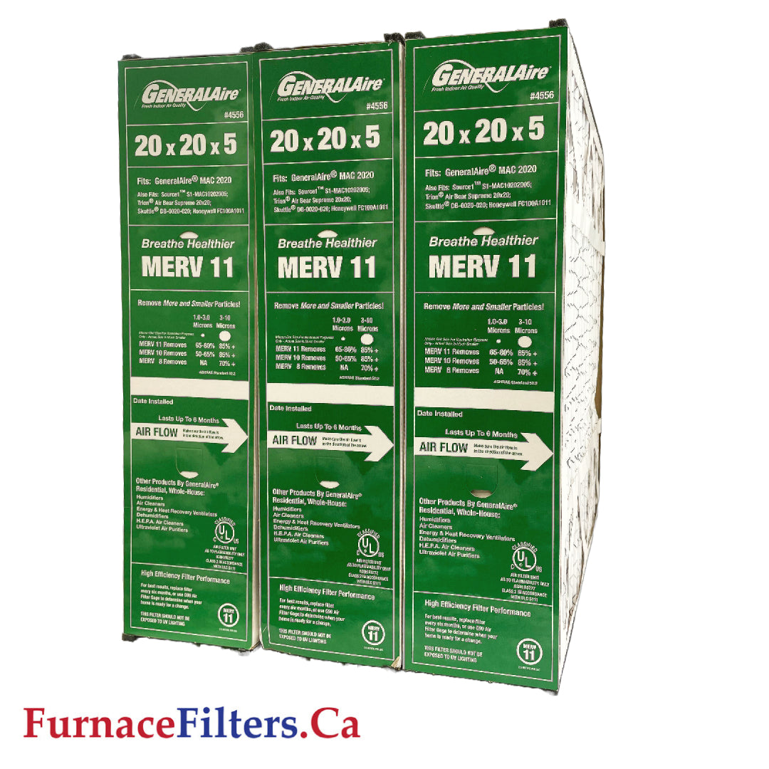 Generalaire 4556 / 4531 20x20x5 MERV 11 Furnace Air Filter - 3 Pack | High Efficiency HVAC Replacement Filters for Home & Commercial Use | Perfect for Allergy & Asthma Relief in Living Rooms, Offices & Schools