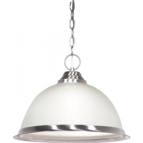NUVO SF76/691 Single Light Pendant - Polished White, Nickel, Brushed Steel, Silver Finish | Modern Ceiling Light for Dining Room, Kitchen Island, or Entryway