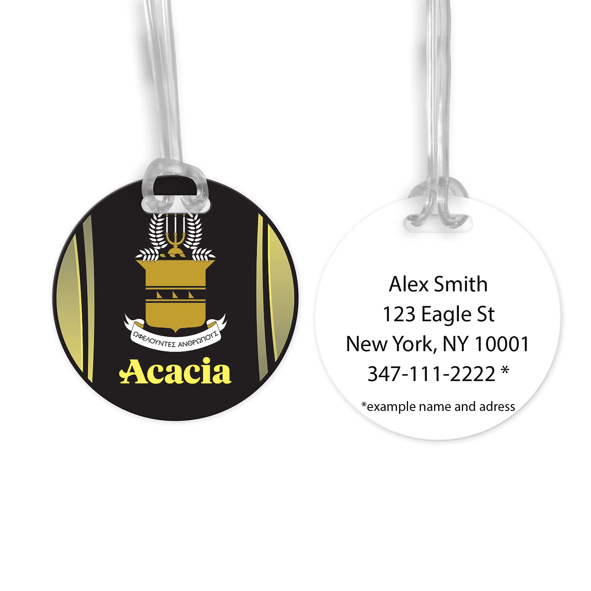 Acacia Fraternity Luggage Tag - Durable Round Plastic ID Bag Tag for Suitcases & Travel Bags - Perfect for Fraternity Members, College Students & Travelers