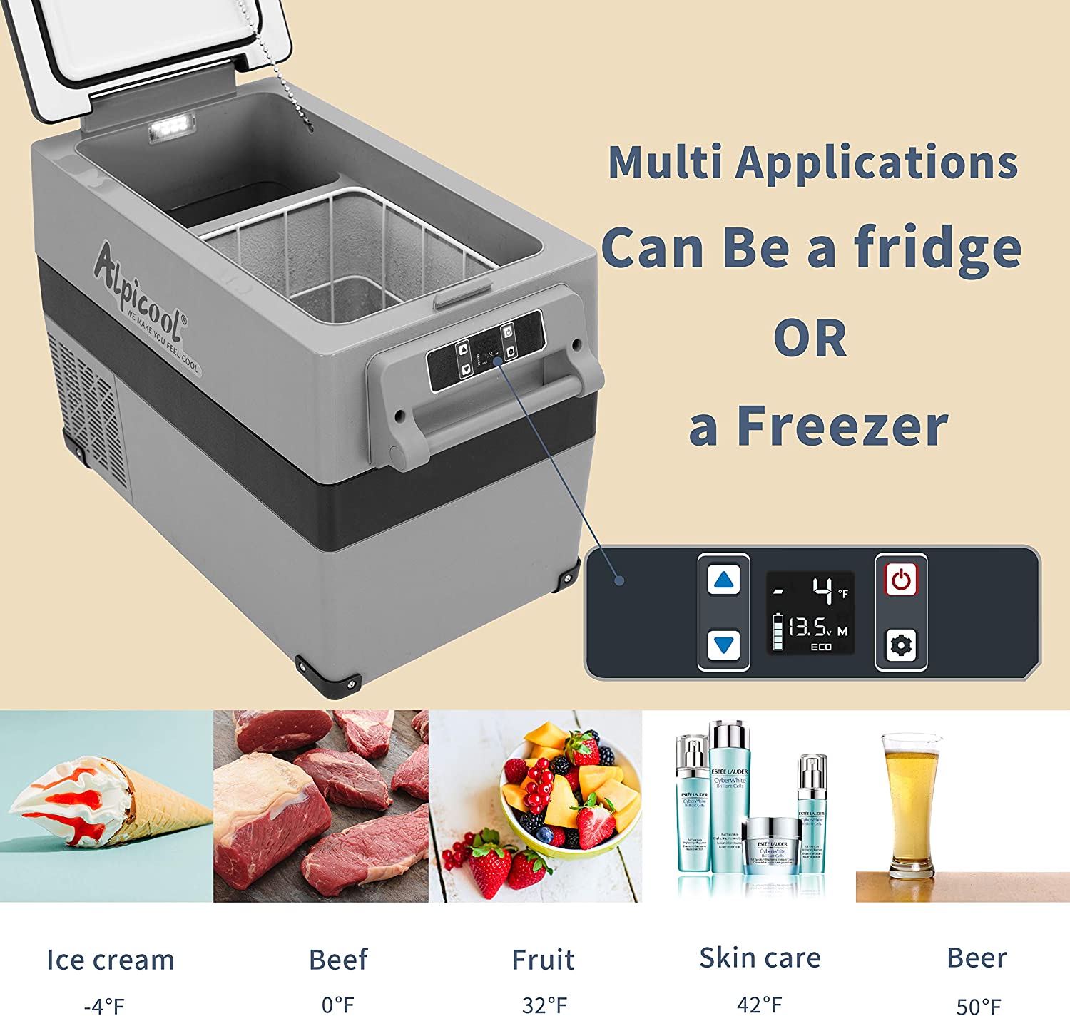Alpicool CF45 12V Portable Car Refrigerator Freezer - Certified Refurbished | Perfect for Road Trips, Camping & Outdoor Adventures
