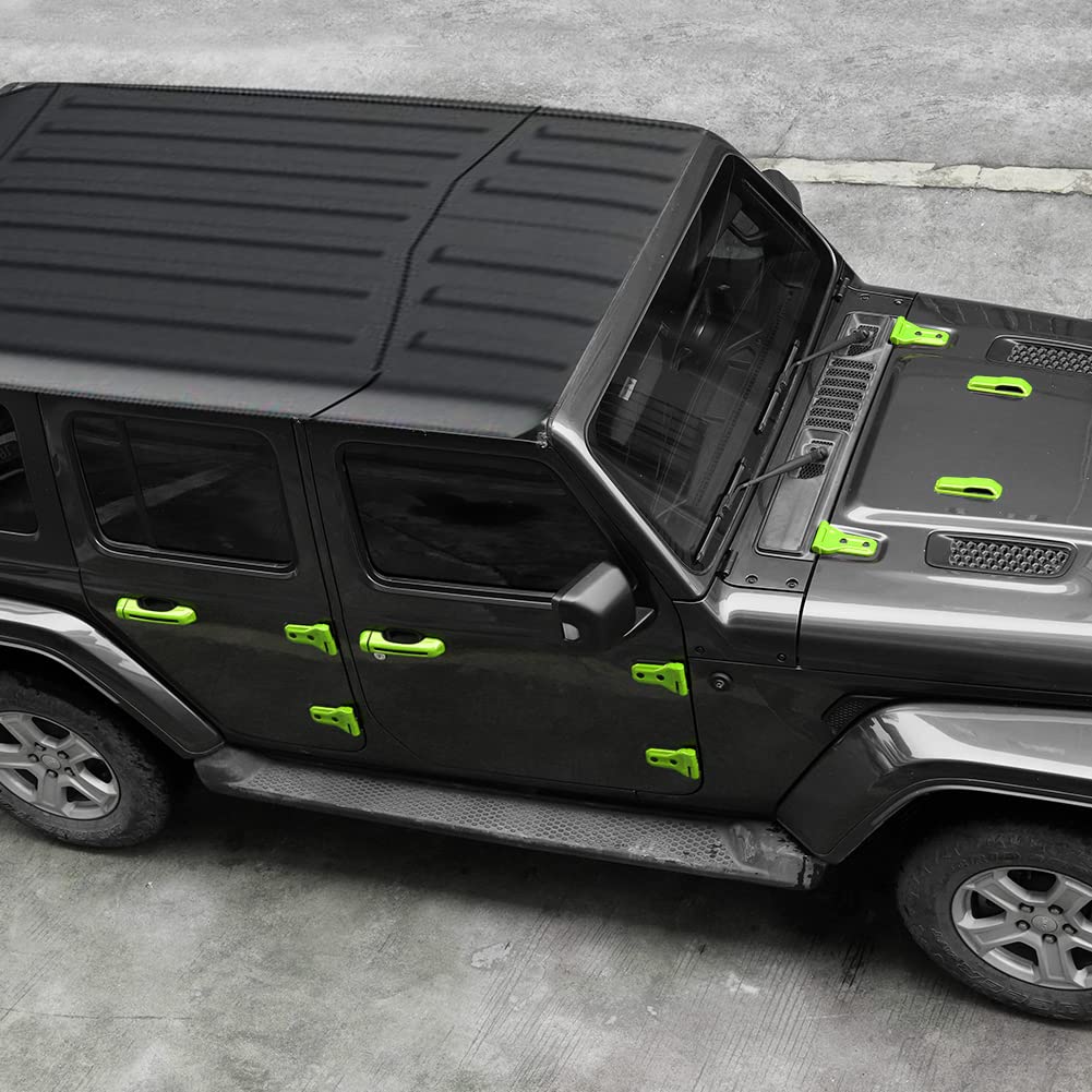 CheroCar 22PCS Exterior Accessories Kit for 2018-2022 Jeep Wrangler JL & JLU - Hood Cover, Door Hinge Covers, AC Vents, Handle Covers (Light Green) | Off-Road Protection & Style Upgrade