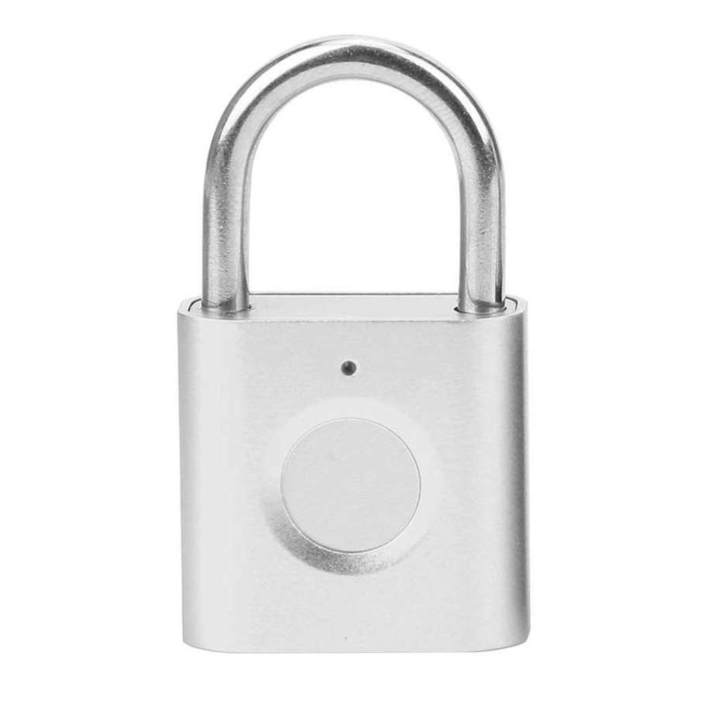WODMB Smart Fingerprint Padlock - Electronic Door Lock with USB Rechargeable Security, Mini Digital Lock for Backpack, Luggage & Cabinet (Silver) | Ideal for Travel, Home & Office Security