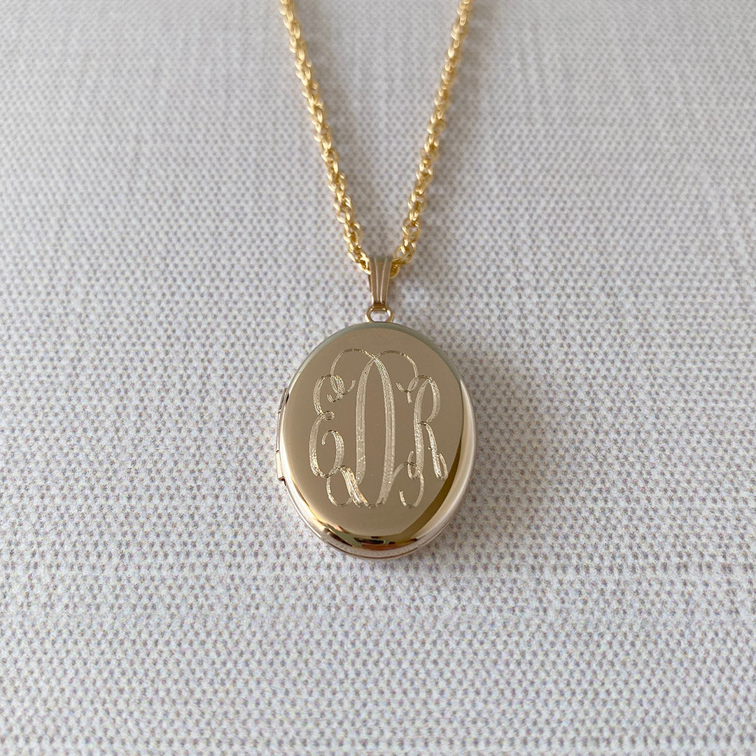14K Gold Filled 20x25mm Oval Locket Necklace for Women - Vintage Photo Pendant Jewelry Gift for Mom, Grandma, Valentine's Day & Special Occasions