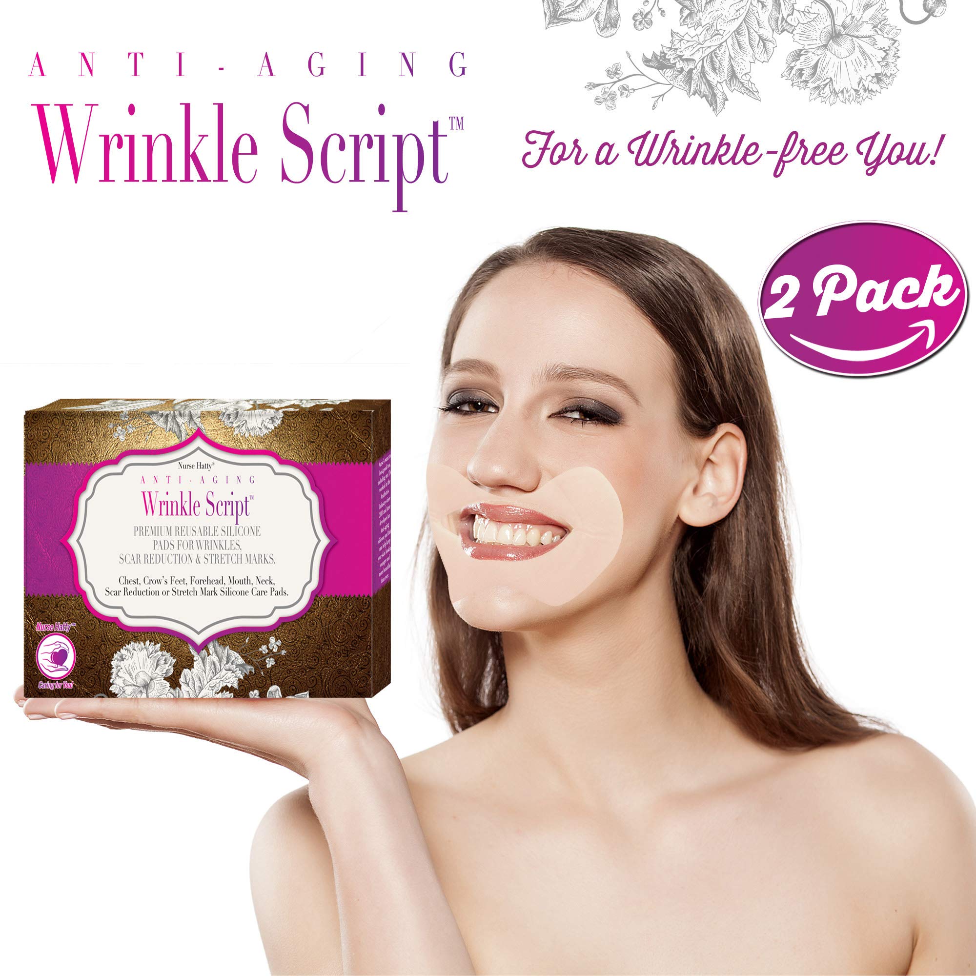 Nurse Hatty® Silicone Skincare Mouth Pads - 2 Pack for Anti-Wrinkle & Anti-Aging - Perfect for Sleeping, Skincare Routine & Beauty Enhancement