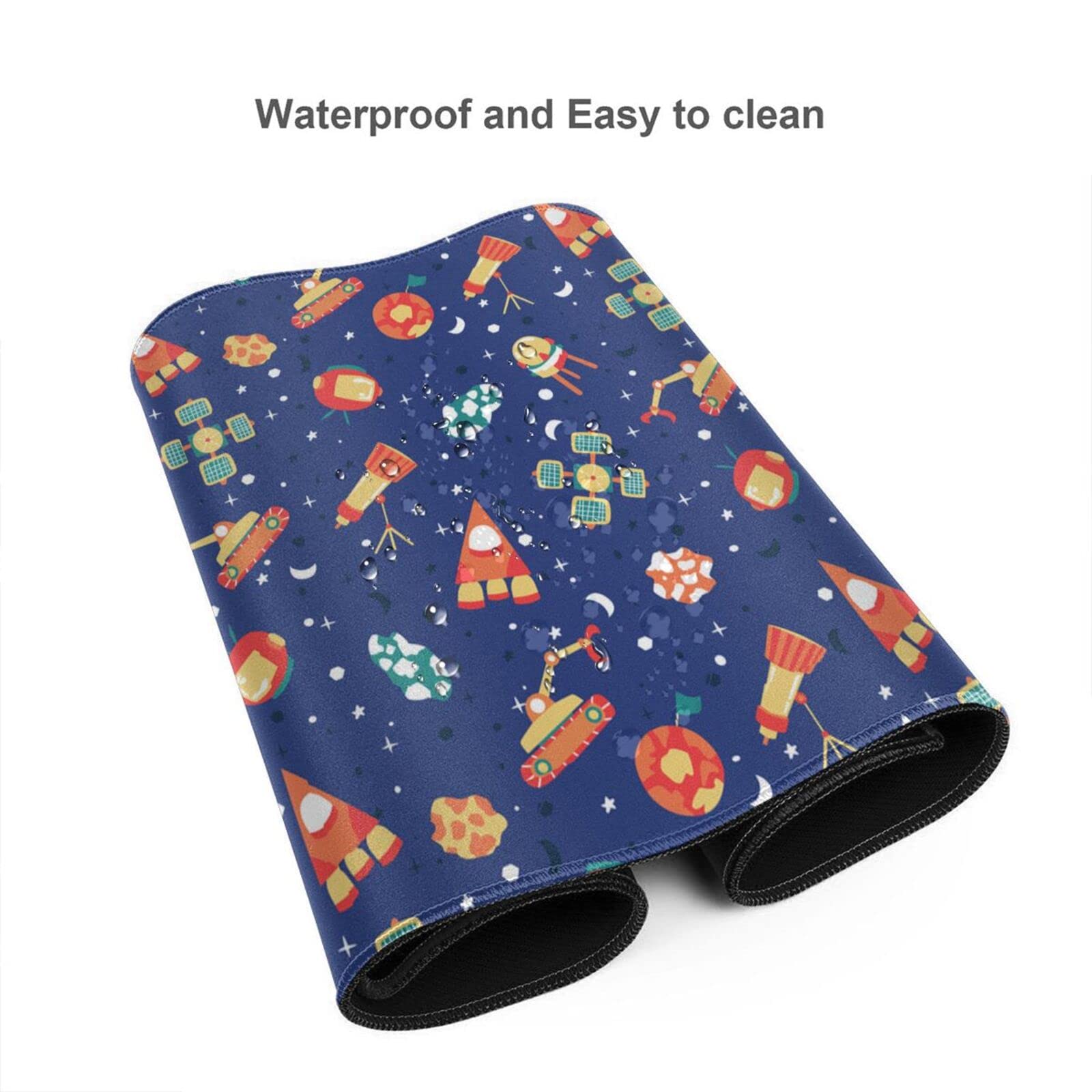 Large Gaming Mouse Pad with Space Planets Design - Extended XXL Desk Mat for Computer, Keyboard & Mouse - Perfect for Office Work, Gaming & Home Use