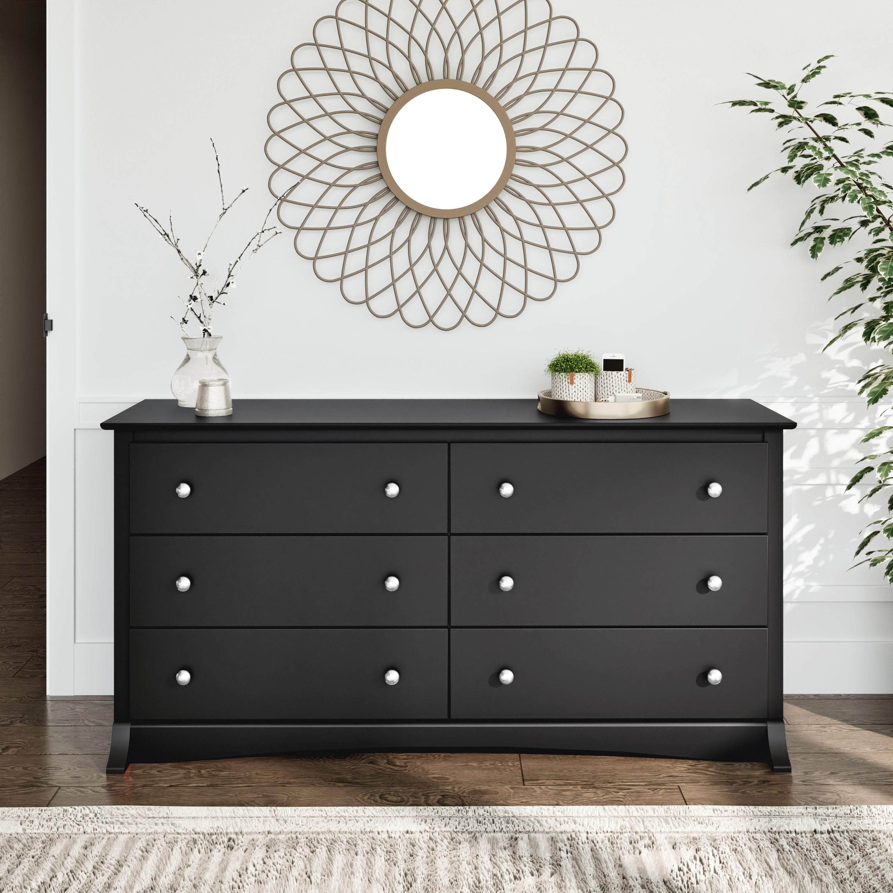 Sonoma 6-Drawer Wooden Dresser for Bedroom - 5 Color Options (White, Black, Gray, Brown, Navy) - Perfect for Master Bedroom, Guest Room & Dorm Organization