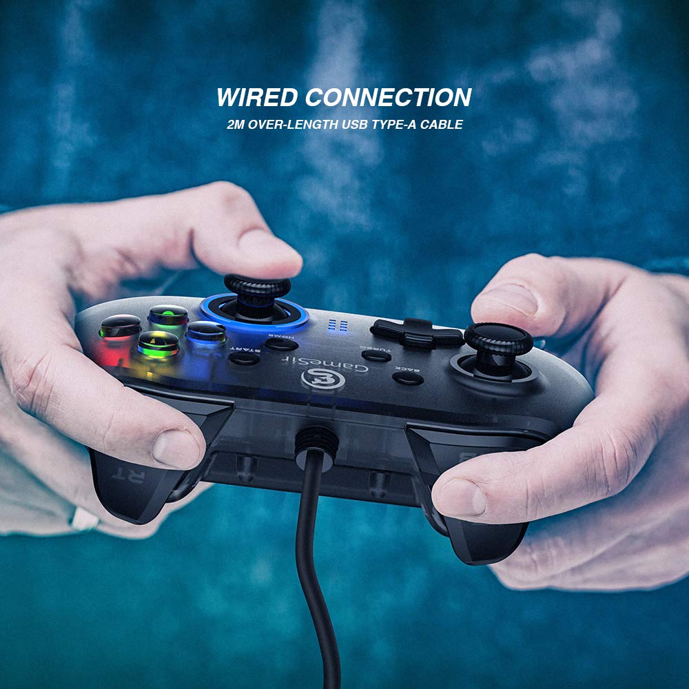 GameSir T4w Wired PC Game Controller for Windows 7/8/10 - LED Backlit Semi-Transparent Design with USB Cable | Perfect for Gaming on Windows PC, Steam, and Online Multiplayer Games
