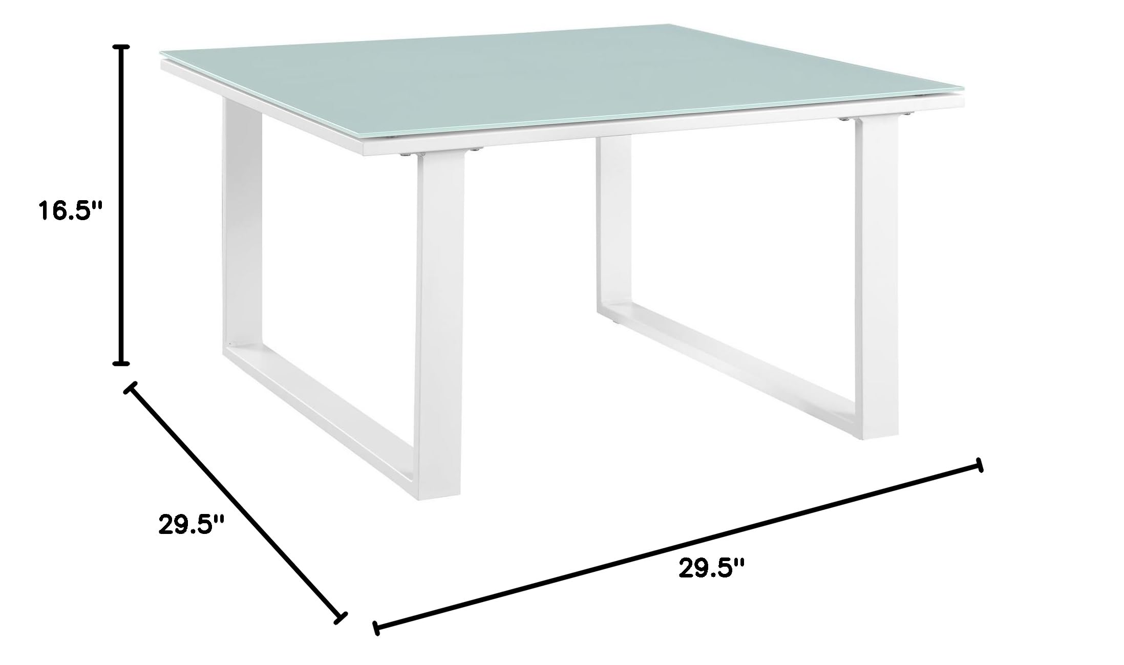 Modern White Steel Glass Outdoor Patio Side Table - Contemporary Urban Design for Garden, Balcony & Poolside Decor