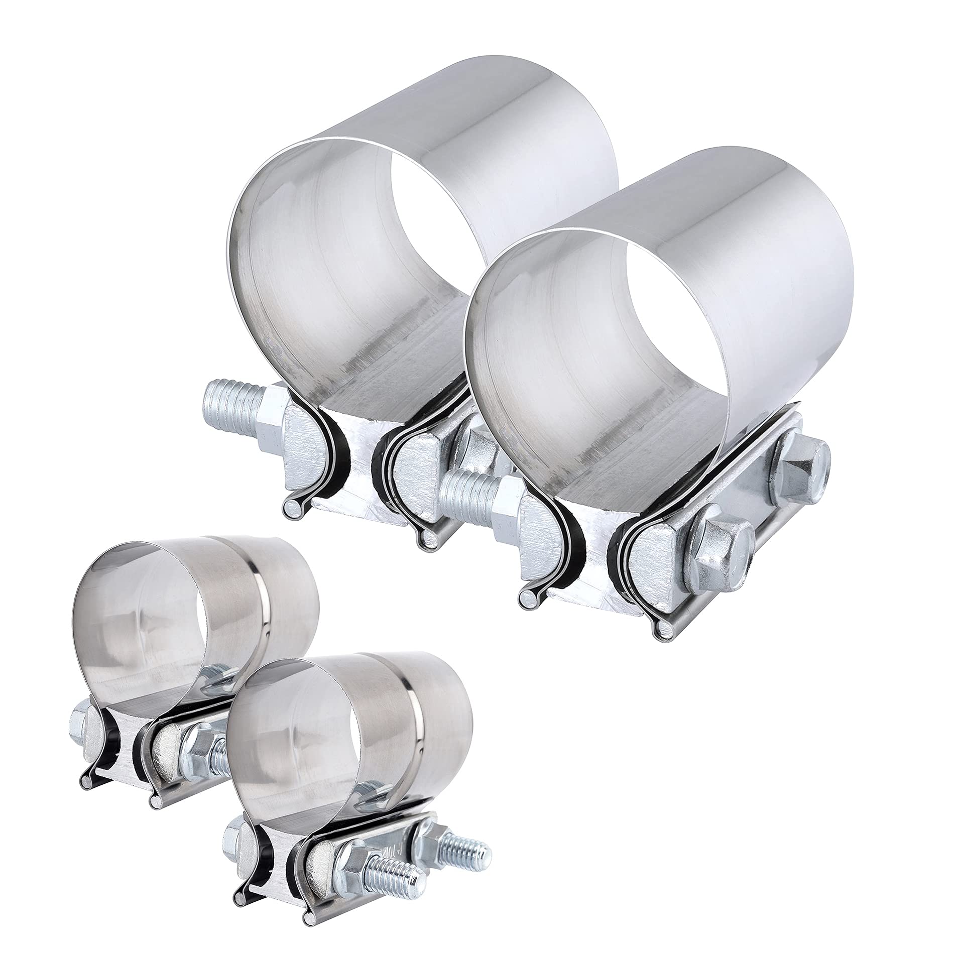 EVIL ENERGY 3.0 Inch Stainless Steel Exhaust Band Clamp Kit - Butt Joint & Lap Joint Clamps for Automotive, Motorcycle, Truck Exhaust Systems - High Performance Exhaust Repair & Upgrade Solution