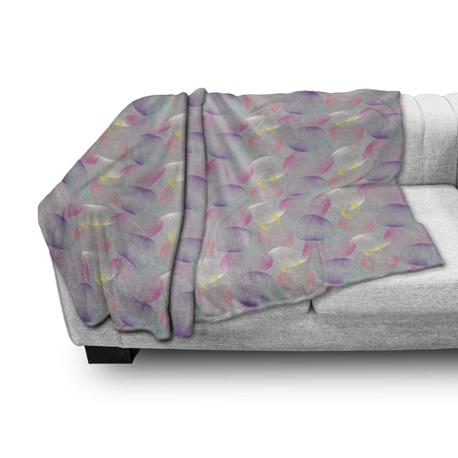 Ambesonne Abstract Throw Blanket - Modern Striped Circles & Bubbles Design - Soft Flannel Fleece Couch Cover for Adults - 50