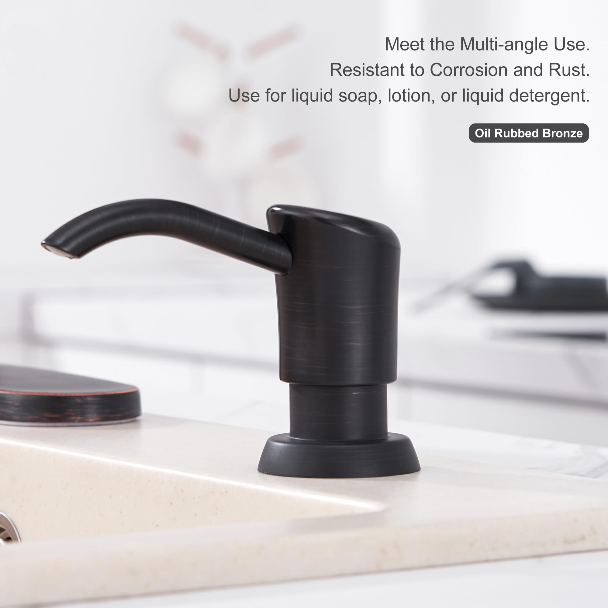 GAGALIFE Oil Rubbed Bronze Soap Dispenser for Kitchen Sink - 13oz Large Capacity ABS Countertop Soap Dispenser with Venetian Bronze Finish - Perfect for Bathroom, Kitchen, Pet Washing Station & Office Use