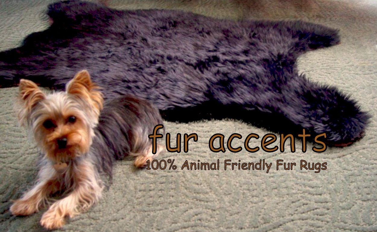 Luxury Faux Fur Sheepskin Rug - Soft Accent Pelt Rug for Living Room, Bedroom & Nursery - Black Bear Skin Design (24