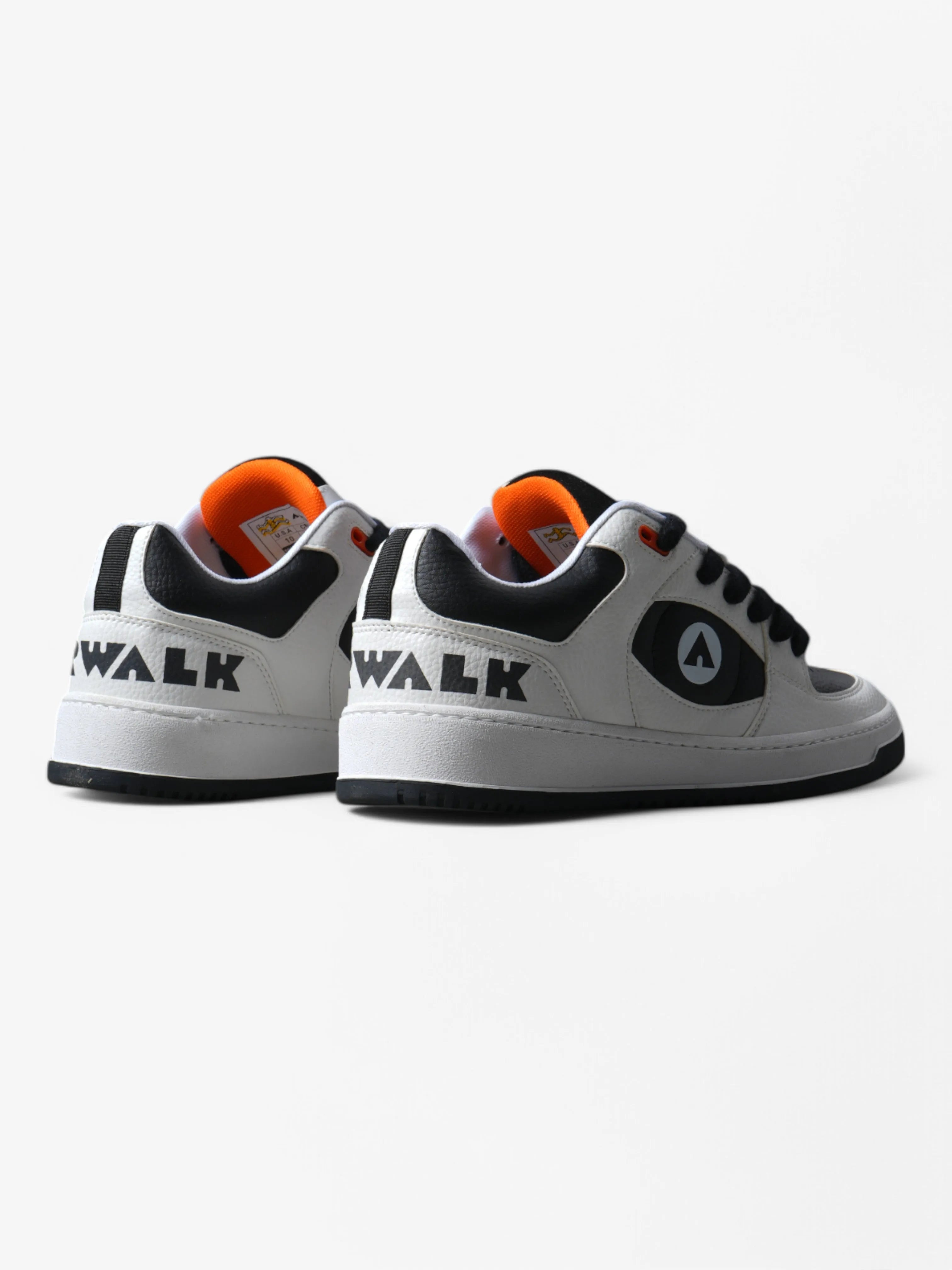 Airwalk Throlle Sneakers in White, Black & Orange - Comfortable Casual Shoes for Walking, Running & Everyday Wear