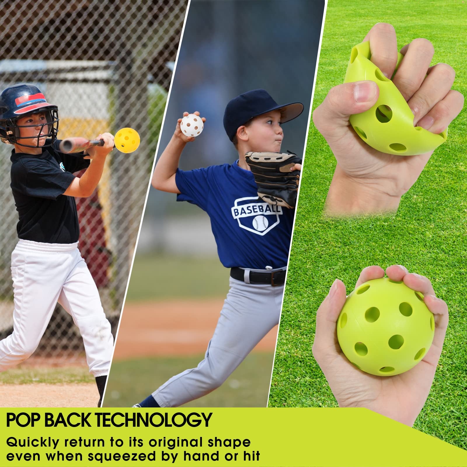 Avesfer 9-Inch Plastic Practice Baseballs with Mesh Bag - Anti-Crack Soft Training Baseballs for Hitting & Batting | Lightweight Hollow Design for Indoor/Outdoor Team Drills & Coaching | Perfect for Youth Training, Backyard Practice & Baseball Skill Development