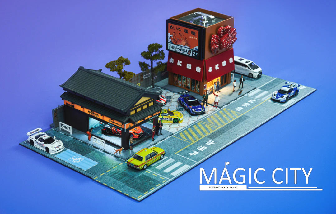 1:64 Scale Honda Showroom & Sashimi Restaurant Diecast Model - Perfect for Car Collectors & Miniature City Displays | Great for Dioramas, Model Train Sets & Toy Car Collections