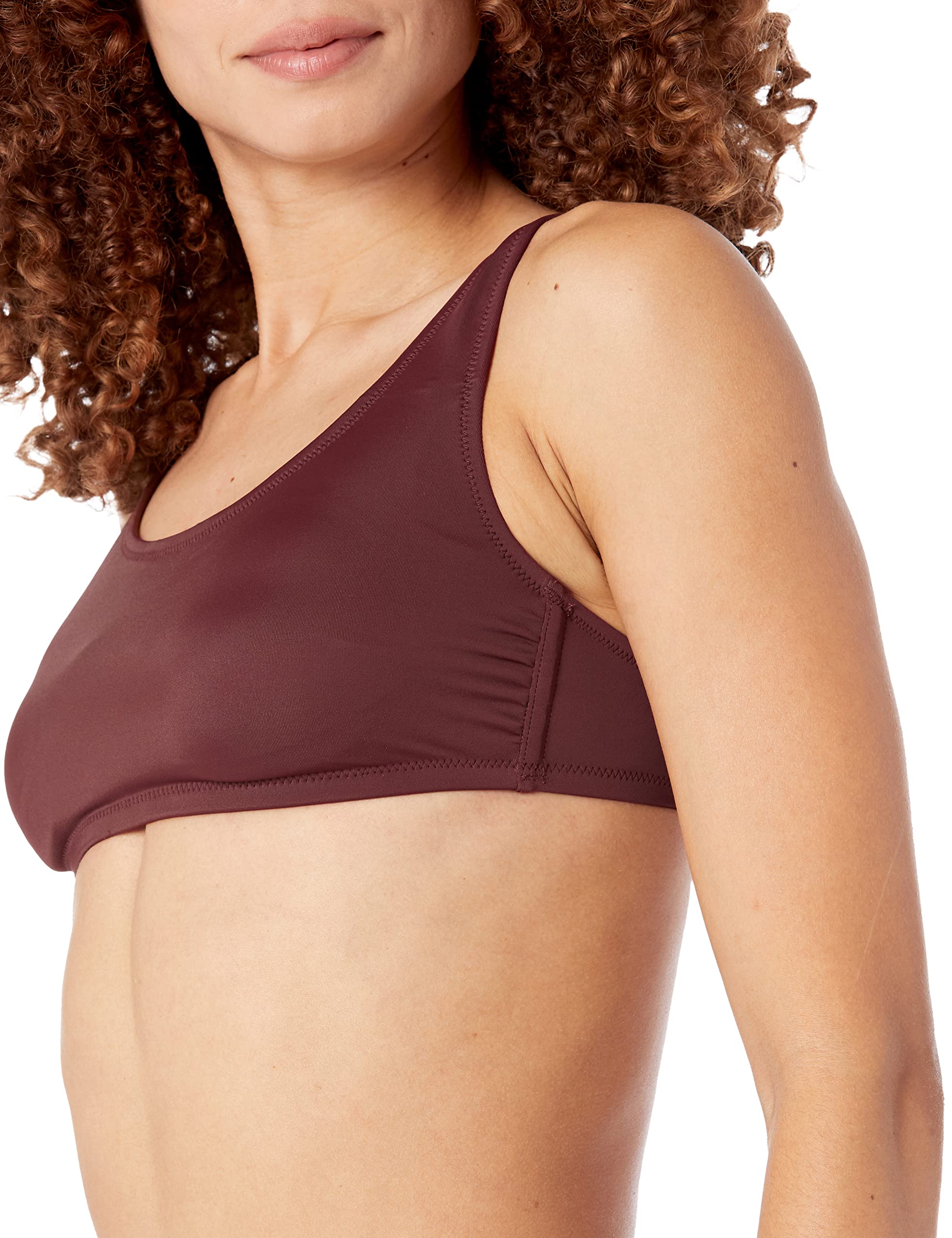 Amazon Essentials Women's Scoop Neck Swim Crop Top - Comfortable Swimwear for Beach, Pool & Vacation | Plus Size & Adjustable Straps
