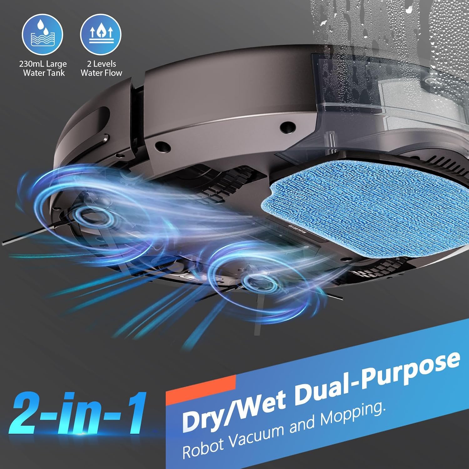 MAMNV 2-in-1 Robot Vacuum and Mop Cleaner with WiFi/App Control, Self-Charging, Slim Design for Hard Floors & Carpets - Perfect for Pet Hair Removal & Smart Home Cleaning (Living Room, Bedroom, Office)