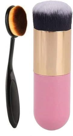 Lusty Soul Pink Foundation Brush & Oval Brush Set - Professional Makeup Brush Kit for Flawless Blending & Contouring - Perfect for Everyday Makeup & Special Occasions